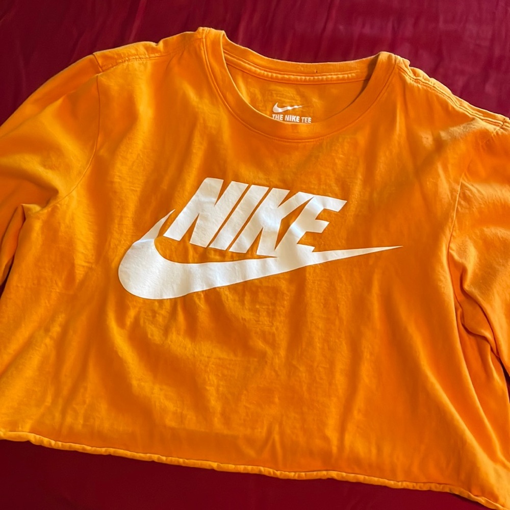 Nike orange crop too long sleeve